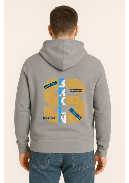 Brkln Urban Baskılı Oversize Hoodie – Unisex Brooklyn Tasarım Kapüşonlu Sweatshirt