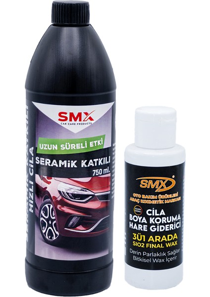Seramik Katkılı Hızlı ve Pratik Cila 750ML.+ 3'ü 1 Arada Cila-Boya Koruma-Hare Giderici 100 ml