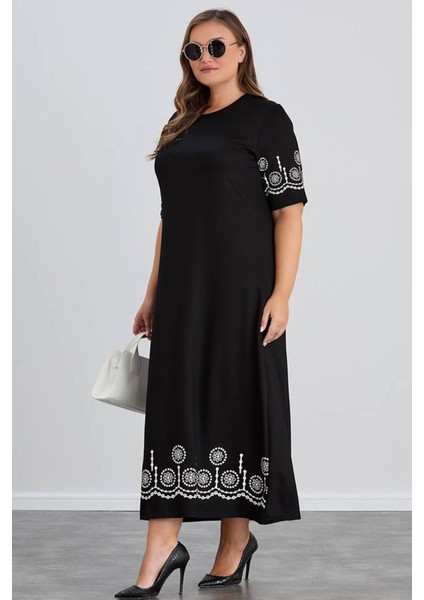 Kadın Aysar Kısa Kol Baskılı Iki Ip Boydan Siyah Elbise fiyatları