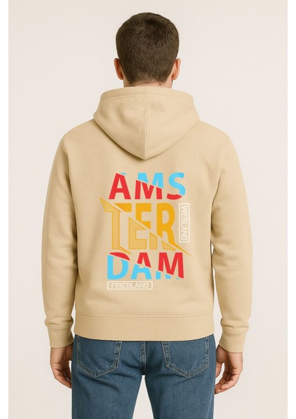 Amsterdam Renkli Baskılı Oversize Hoodie – Unisex Sokak Modası Kapüşonlu Sweatshirt