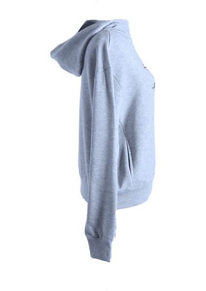 Yüksek Yaka Kapüşonlu Cepli Oversize Hoodie Sweatshirt