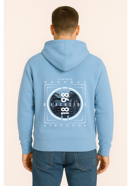 Unisex Oversize Hoodie – Beachside Stay Cool Yaz Baskılı Unisex Kapüşonlu Sweatshirt