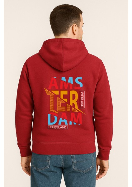 Amsterdam Renkli Baskılı Oversize Hoodie – Unisex Sokak Modası Kapüşonlu Sweatshirt