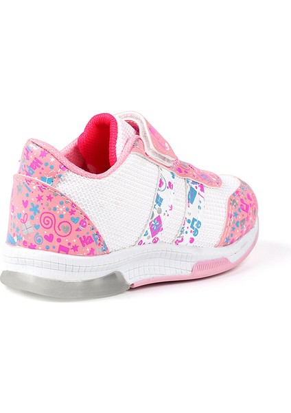 Kız Bebe Pembe Beyaz Desenli Işıklı Cırtlı Sneaker Günlük Spor Ayakkabı indirimleri