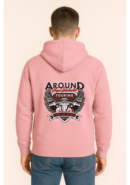 Around The World Touring Baskılı Oversize Hoodie – Vibe Of Speed Unisex Kapüşonlu Sweatshirt