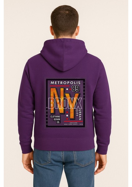 Ny Bronx Metropolis Baskılı Oversize Hoodie – Unisex Urban Kapüşonlu Sweatshirt