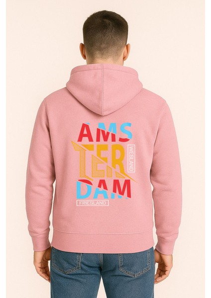 Amsterdam Renkli Baskılı Oversize Hoodie – Unisex Sokak Modası Kapüşonlu Sweatshirt