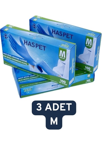 3 Paket Mavi Nitril Muayene Eldiveni M (Medium)