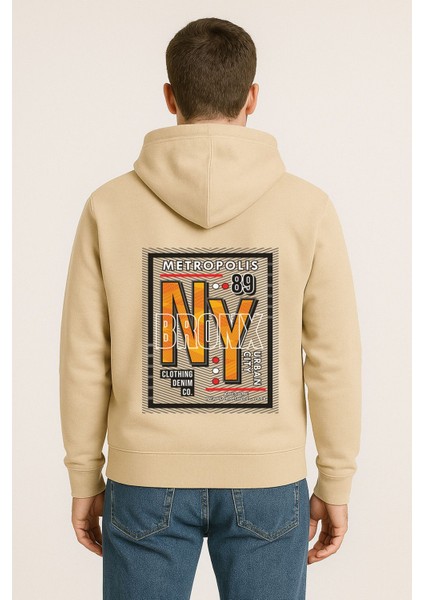 Ny Bronx Metropolis Baskılı Oversize Hoodie – Unisex Urban Kapüşonlu Sweatshirt