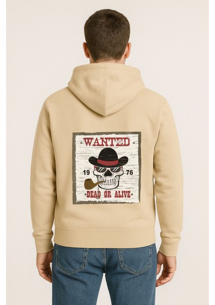 Wanted Dead Or Alive Baskılı Oversize Hoodie – Retro Kovboy Tarzı Unisex Kapüşonlu Sweatshirt