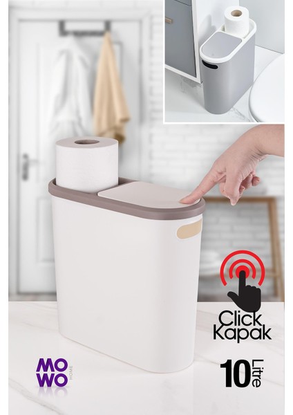 Click 10 Lt Çöp Kovası Beyaz, Mutfak, Banyo, Tuvalet Çöp Kutusu