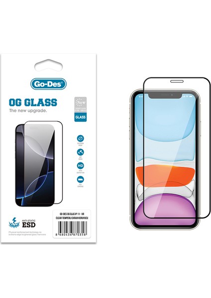 iPhone Xr 6.1 Uyumlu Go Des Og Glass Antistatik Temperli Cam Ekran Koruyucu Şeffaf fiyatları