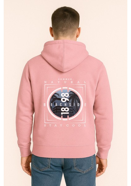 Unisex Oversize Hoodie – Beachside Stay Cool Yaz Baskılı Unisex Kapüşonlu Sweatshirt