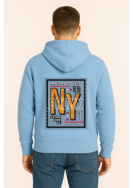 Ny Bronx Metropolis Baskılı Oversize Hoodie – Unisex Urban Kapüşonlu Sweatshirt