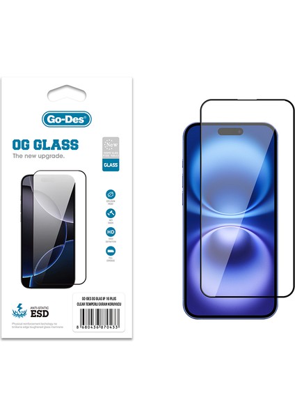 iPhone 16 Plus Uyumlu Go Des Og Glass Antistatik Temperli Cam Ekran Koruyucu Şeffaf fiyatları