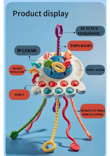 Duyusal Etkinlik Bebek Oyuncağı Çekme Ipli Çok Fonskiyonlu