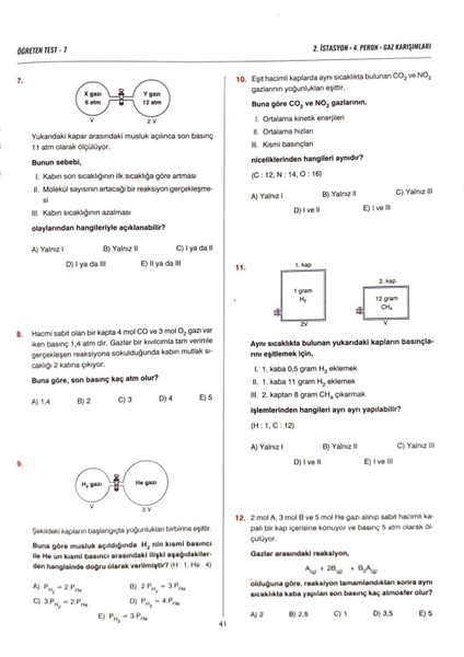 Istasyon Ayt Kimya - Soru Bankası - 256 Sayfa - Yks Sınava Hazırlık modelleri