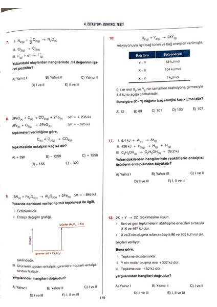 Istasyon Ayt Kimya - Soru Bankası - 256 Sayfa - Yks Sınava Hazırlık indirimleri