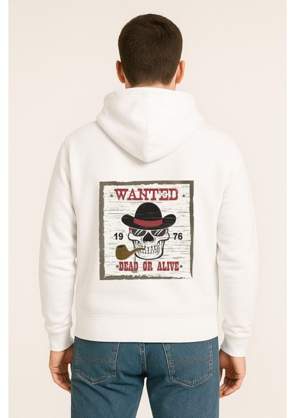 Wanted Dead Or Alive Baskılı Oversize Hoodie – Retro Kovboy Tarzı Unisex Kapüşonlu Sweatshirt