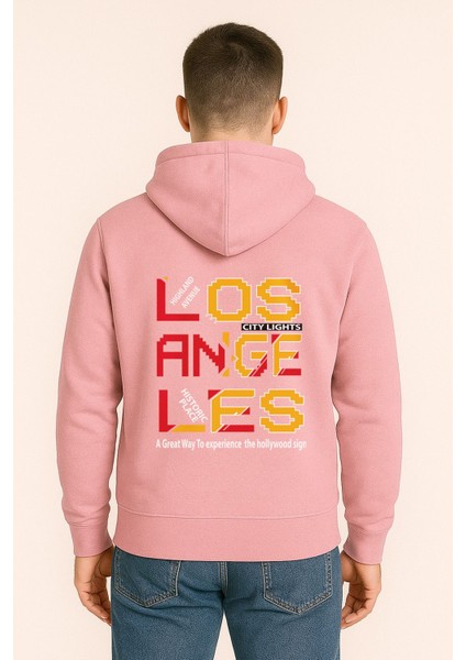 Los Angeles City Lights Baskılı Oversize Hoodie – Unisex Sokak Stili Kapüşonlu Sweatshirt