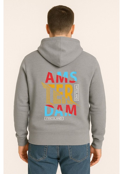 Amsterdam Renkli Baskılı Oversize Hoodie – Unisex Sokak Modası Kapüşonlu Sweatshirt