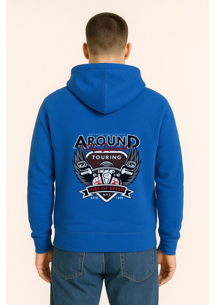 Around The World Touring Baskılı Oversize Hoodie – Vibe Of Speed Unisex Kapüşonlu Sweatshirt