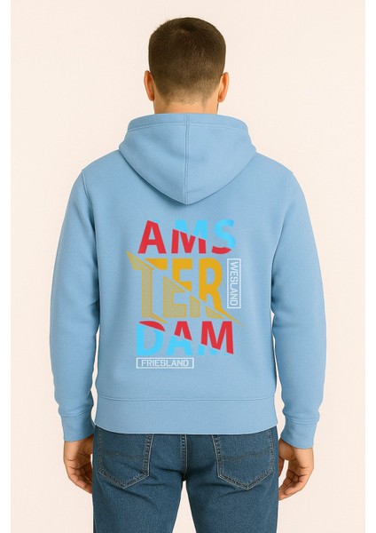 Amsterdam Renkli Baskılı Oversize Hoodie – Unisex Sokak Modası Kapüşonlu Sweatshirt