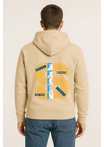 Brkln Urban Baskılı Oversize Hoodie – Unisex Brooklyn Tasarım Kapüşonlu Sweatshirt