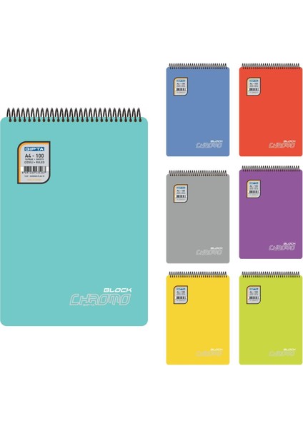 Chromo A6 80 Yaprak Plastik Kapak Üstten Spiralli Not Defteri Kareli (6098)