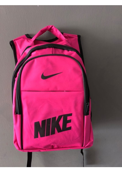 Nike Baskılı Sırt Çantası - Okul Çantası (Siyah-Yeşil-Pembe)