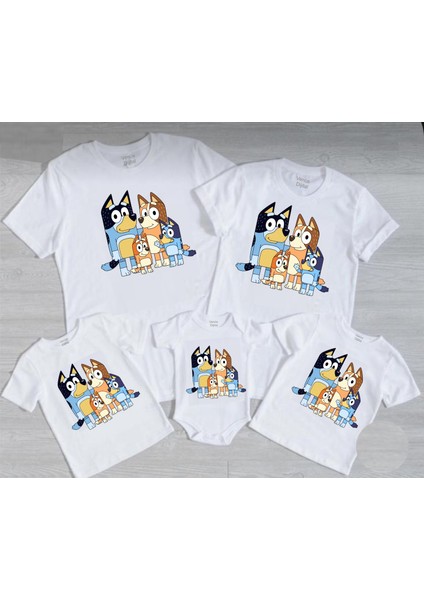 Bluey Aile Kombini Tshirt Zıbın (Gözüken 1 Adet Fiyatıdır)