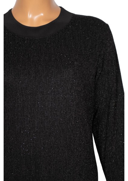 Hesna Kadın Berke Büyük Beden Sim Detaylı Boydan Siyah Elbise fiyatları