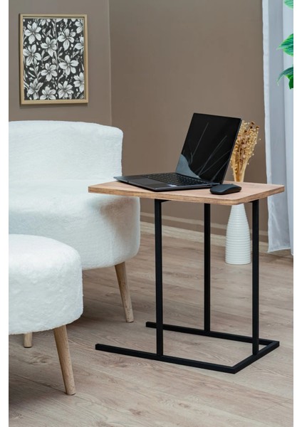 Modern Koltuk Yanı C Sehpa – Metal Gövdeli, Su Geçirmez Ahşap Raflı Laptop & Kahve Masası fiyatları