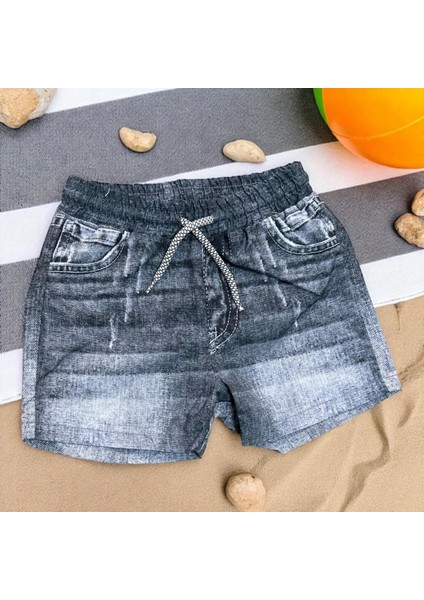 Denım Görünümlü Deniz Şortu - Nanıca Kıds - NNC122240 - Siyah - 6 Yaş - NNC122240-SIYAH-6 Yaş Siyah