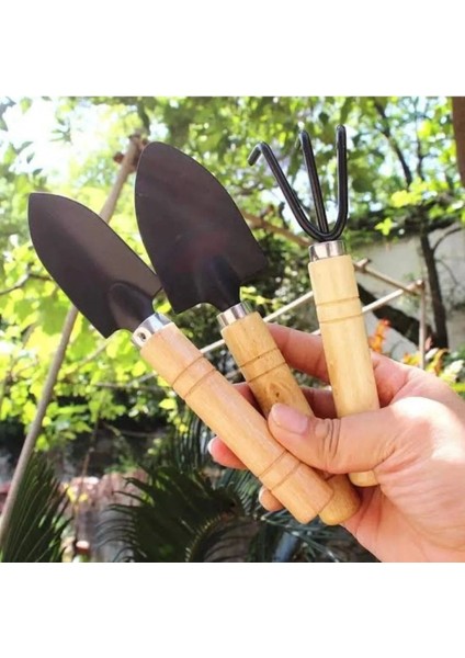 3 Parça Bitki Hobi Seti - Bahçe Saksı Sukulent Bakım Çapa-Tırmık-Kürek modelleri