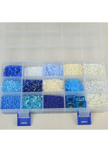 Mavi Tonları Boncuklu Çanta Yapım Seti 15 Farklı Model Boncuk ve Tüm Malzemeler