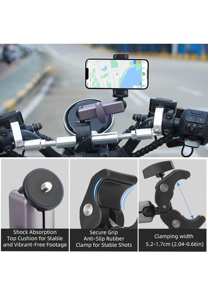 Pocket 3 Kamera Bisiklet ve Motosiklet Gidon Montaj, Alüminyum Alaşımlı Kelepçe, 360°, INSTA360 X5 X4 X3 Ace Pro Go 3s, Djı Osmo Pocket 3 2 Mobile 7p Action 5 Pro 4 3 ile Uyumlu, Gri fiyatları