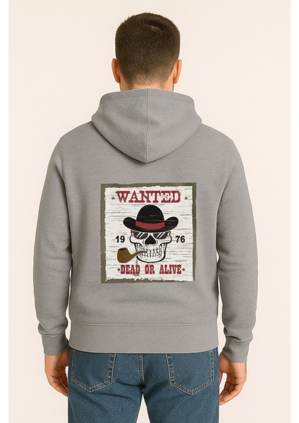 Wanted Dead Or Alive Baskılı Oversize Hoodie – Retro Kovboy Tarzı Unisex Kapüşonlu Sweatshirt