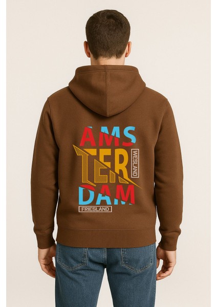 Amsterdam Renkli Baskılı Oversize Hoodie – Unisex Sokak Modası Kapüşonlu Sweatshirt