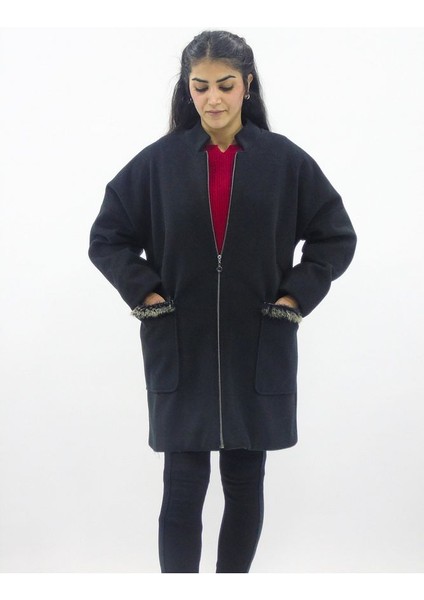 Fermuarlı Büyük Beden Kaban