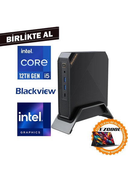 MP200 I5-12450H 16GB 512GB SSD Windows 11 Pro Mini Pc+15.6" Touch Monitör MP20016512I5 015