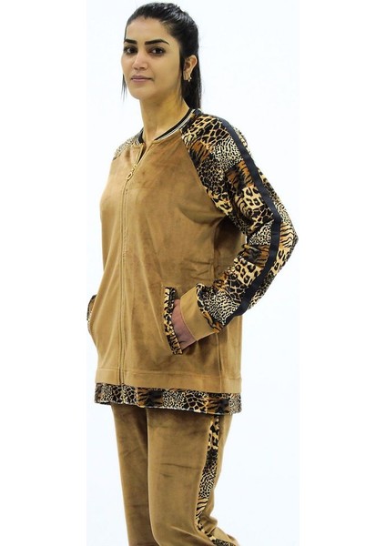 Leopar Kombinli Kadife Eşofman Takım modelleri