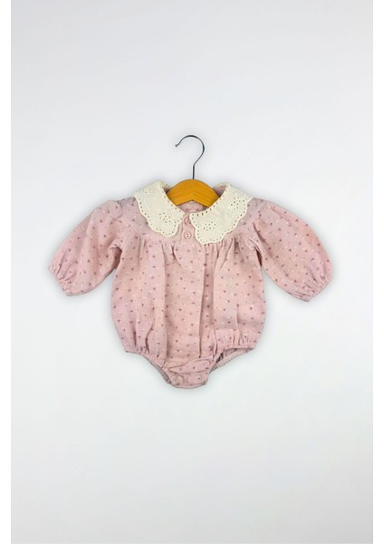 Çiçek Desenli Bebe Yakalı Kız Romper
