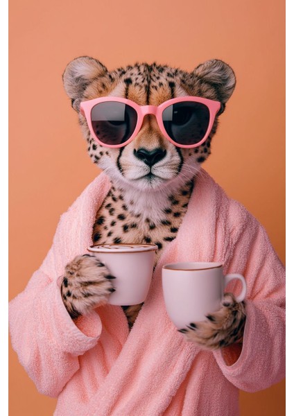 Bornozlu Leopar Ev Duvar Salon Güzellik Salonu Ofis Dükkan Dekarasyon Kanvas Tablo fiyatları