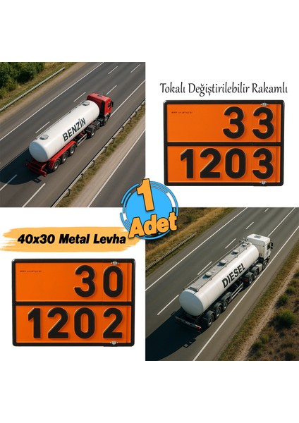 Metal 40X30 cm Tokalı Levha (1 Adet) 33-1203 ve 30-1202 Değiştirilebilir Rakamlı Tehlikeli Madde