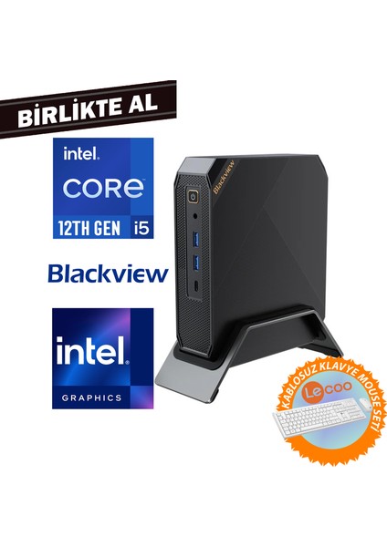 MP200 I5-12450H 32GB 512GB SSD W11P Mini Pc + Kablosuz Klavye Mouse MP200161I5 017