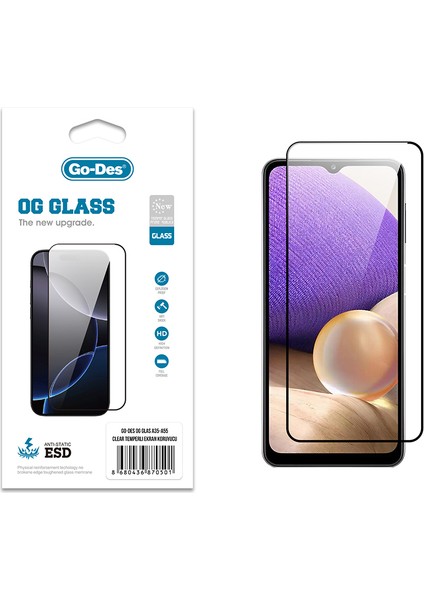 Galaxy A55 Uyumlu Go Des Og Glass Antistatik Temperli Cam Ekran Koruyucu Şeffaf