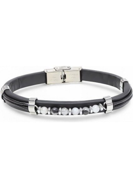 Akik Damarlı Taşlı Deri Bileklik 31831G6D1M