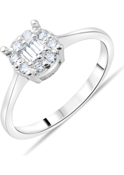 0.20 Karat Baget Pırlanta Yüzük, Gerçek Pırlanta, Sertifikalı Mücevher