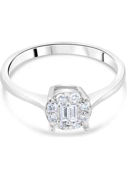 0.20 Karat Baget Pırlanta Yüzük, Gerçek Pırlanta, Sertifikalı Mücevher fırsatları